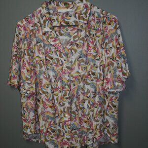Jane and Delancey Women's Large Multicolor Button down short sleeve Blouse
